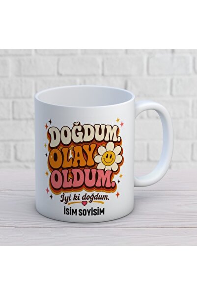 Doğum Günü İsim Alanlı Kupa Bardak Doğum Günü Sözlü Tasarım 365