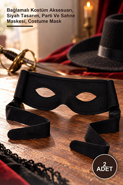 Yenilig 2 Pieces Zorro Eye Mask – Costume Accessory with Tie, Black Design, P...