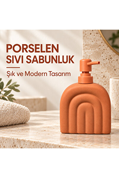 Genel Markalar Gökkuşağı Desenli Porselen Sıvı Sabunluk – Modern Pompalı Bany...