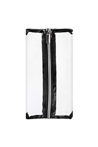 OEM Organizator cosmetic din PVC transparent cu bordură neagră 23x11cm