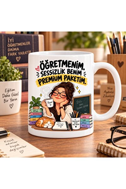 Öğretmene İsim Alanlı Kupa Bardak Teşekkür Sözlü Tasarım 618