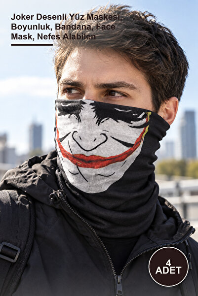 Yenilig 4 bucăți Buff multifuncțional - Mască de față cu model Joker, guler p...