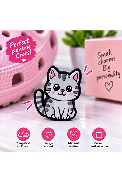 Casuta cu Minuni Pisica- Charm decorativ pentru saboți, accesoriu pentru încă...