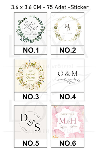 (ETİKET-STICKER) 75 Adet Kişiye Özel Sticker Etiket, Hediyelik, Kına Gecesi, Nişan,Nikah,Söz Hediyelikler
