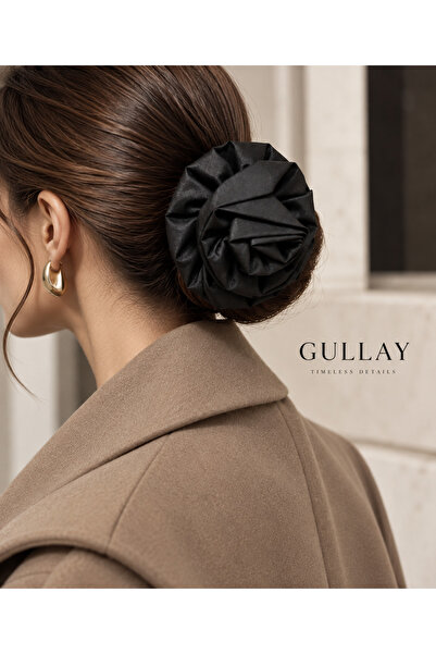 GULLAY GULL-AY Siyah Couture Gül Broş & Saç Aksesuarı