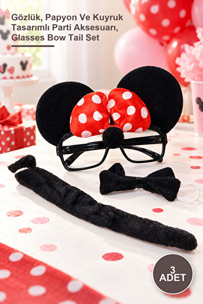 Yenilig 3-Piece Minnie Mouse Costume Accessory Set – Glasses, Bow Tie, and Ta...