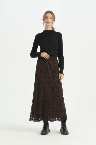 Nihan Velvet Lace Fabric Mix - Comfortable - Brown