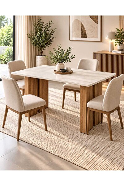 TrentonGCC Modern Dining Table 130x80x76 cm – Stylish Rectangular Dining Tabl...