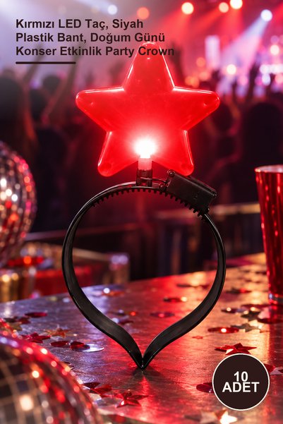 Yenilig 10 Pieces Large Mega Star Light-Up Party Crown – Red Led Crown, Black...