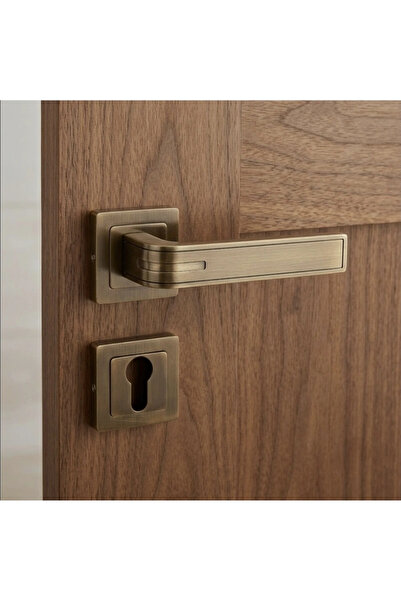 Afaq Set of Door Handle Locks, Rosewood, Square, Oily Finish - Horizon