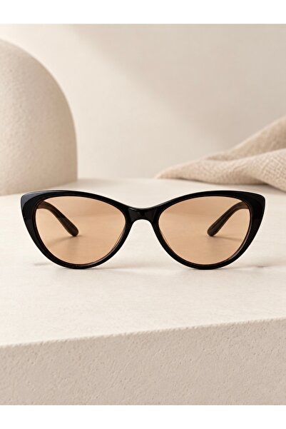 Luno Kadın Unisex UV400 Korumalı Cat Eye Kedi Göz Kemik Kılıf Ve Silme Bezi Hediyeli Güneş Gözlüğü