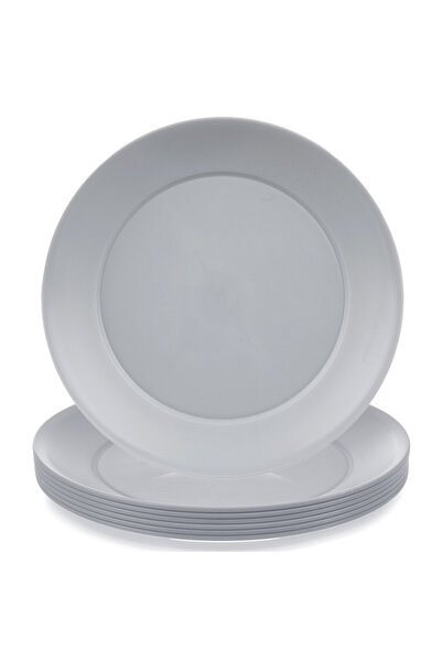 Orion Farfurii de masă joase din plastic, gri, SANDY, 23,5 cm, 6 bucăți.