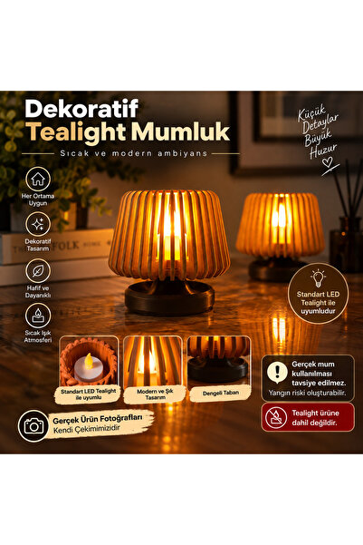 DIDA3D Dekoratif Tealight Mumluk – LED Tealight Uyumlu Modern Masa Üstü Dekor...