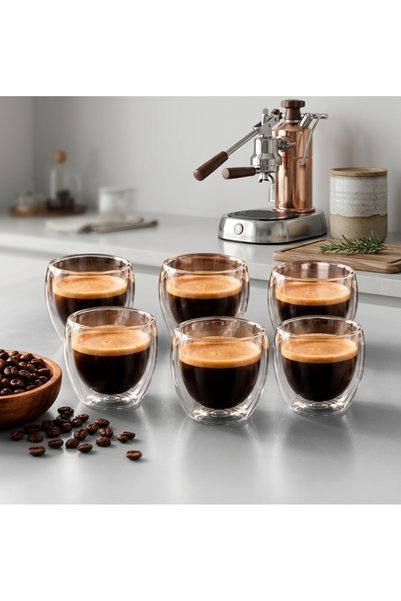 Hvc ticaret 4 Adet Çift Cidarlı Espresso Bardağı 80 ml