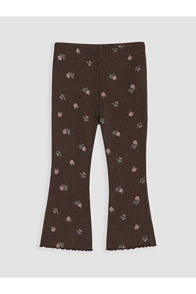 LC Waikiki Ozmarka New Season Brown Floral Spanish Style Baby Girl Leggings