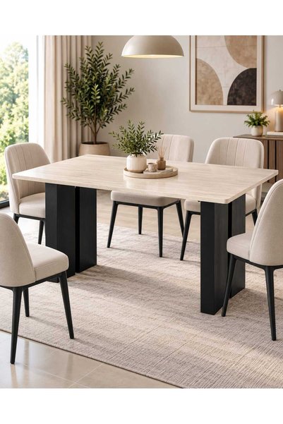 TrentonGCC طاولة طعام عصرية 160×90×77 سم - طاولة طعام مستطيلة واسعة تتسع لـ 6 أشخاص
