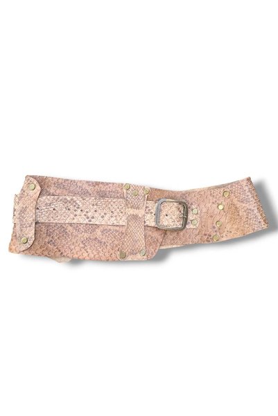 Yılday Gür Butik Célest Snake Patterned Leather Corset Belt |   Studded Women...