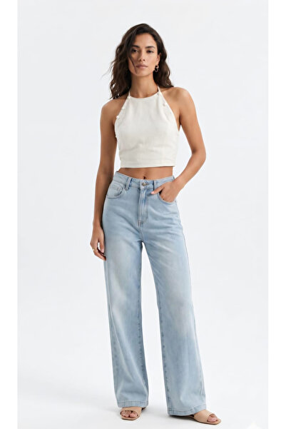 NO BRAND Blugi damă Wide Leg cu talie înaltă