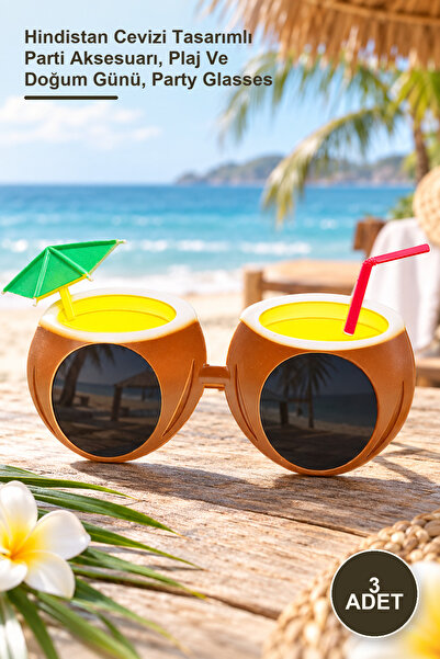 Yenilig 3 Pieces Tropical Cocktail Glasses – Coconut Design Party Accessory, ...