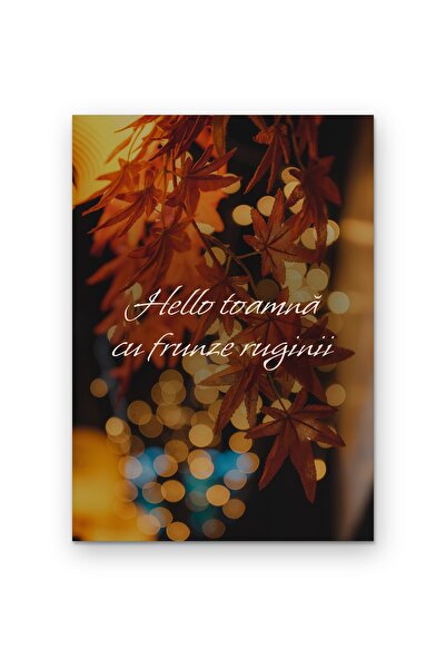 OEM Poster decorativ cu citat Hello toamnă cu frunze ruginii, Design sezonier...