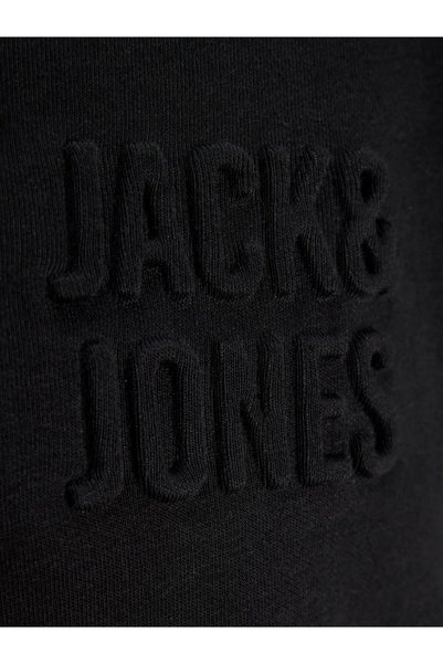 Jack & Jones Hanorac negru cu guler înalt pentru bărbați 12299799 JORNEWOVE SWEAT SMU