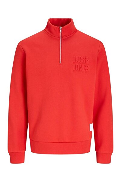 Jack & Jones Mock Neck Red Men's Sweatshirt 12299799 Jornewove Sweat Smu