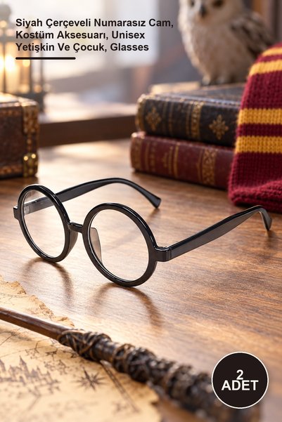 Yenilig 2 Pieces of Harry Potter Glasses – Black Framed Non-Prescription Lens...