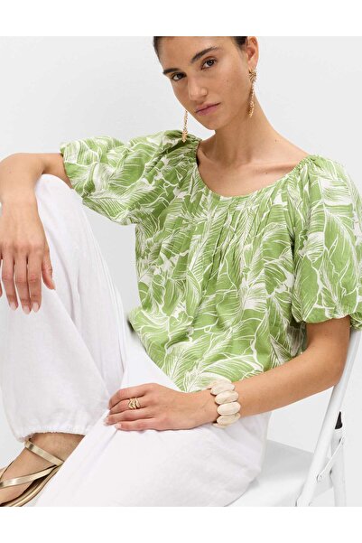Marks & Spencer Keten Karışımlı Pile Detaylı Bluz