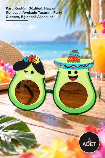 Yenilig 3 Pieces Hawaiian Themed Avocado Glasses – Party Costume Glasses, Haw...