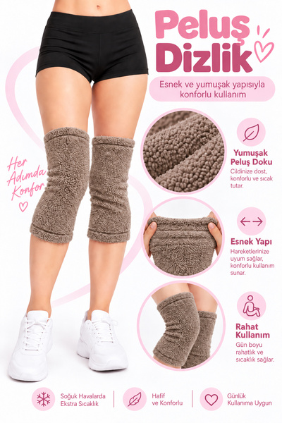 KAŞIKBEY Knee Pad Peluş Dizlik Sıcak Tutan Diz Koruyucu Bandaj Romatizma Pelu...