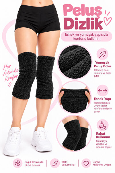 KAŞIKBEY Knee Pad Peluş Dizlik Sıcak Tutan Diz Koruyucu Bandaj Romatizma Pelu...