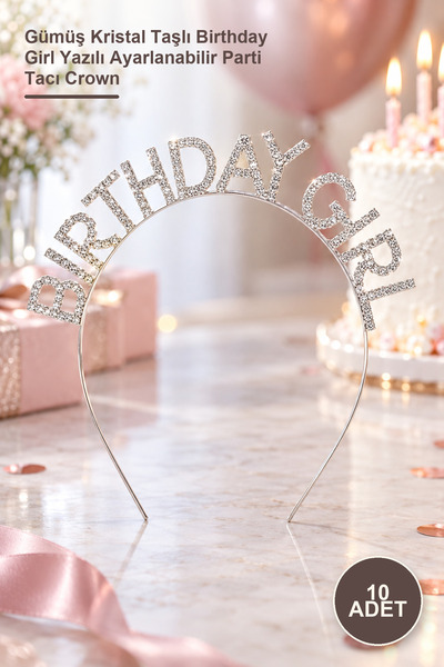 Yenilig 10 Pieces Birthday Crown – Adjustable Party Crown with Silver Crystal...
