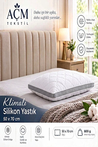 AÇM TEKSTİL Klimalı Silikon Yastık - DayCool Serisi |800 Gram| Klimalı Kapito...
