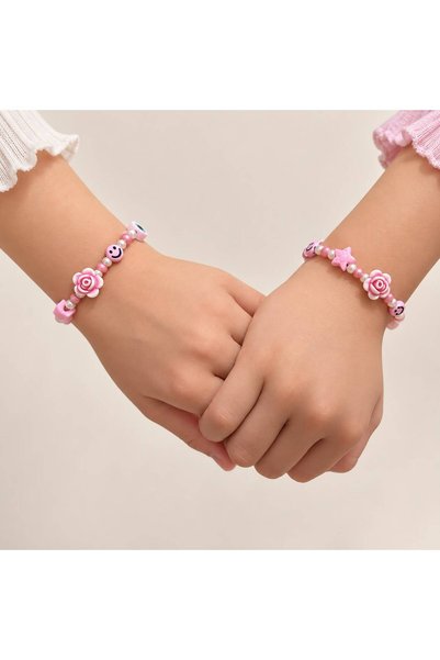 Boncuk Girl's Double Bracelet Set Colorful Cute Jewelry Accessory Gift Birthday Special Design Pearl Beaded Children's Bracelet