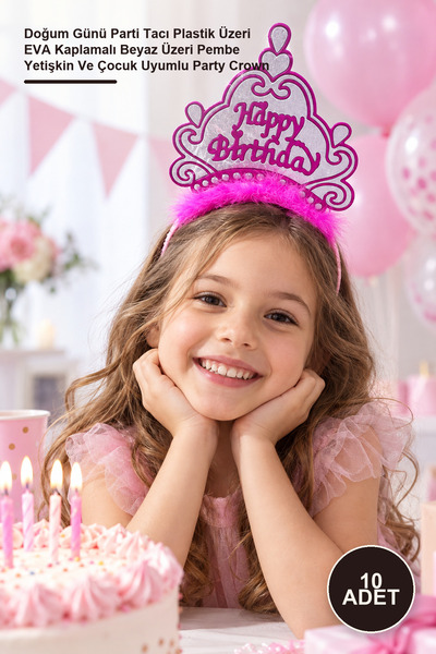 Yenilig 10 Pieces Happy Birthday Crown – Birthday Party Crown, Plastic with E...