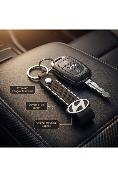 Aksefuar Lazer Premium Rubber Auto Keychain Compatible with Hyundai Group – S...