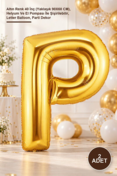Yenilig 2 Pieces P Letter Foil Balloon - Gold Color 40 Inches (Approx. 90X60 ...