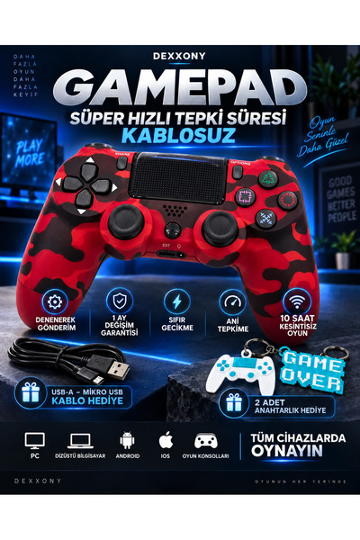 Dexxony Professionel PS4 Kolu Kablosuz PC Bilgisayar Uyumlu Bluetooth Gamepad...