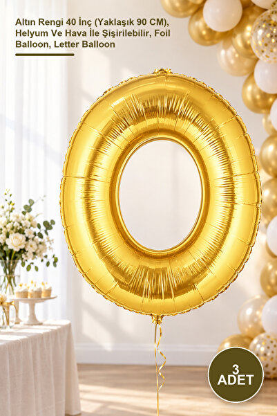 Yenilig 3 Pieces O Letter Foil Balloon – Gold Color 40 Inches (Approx. 90 cm)...