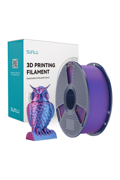 Sunlu Filament PLA+ Silk in two colors (red and blue)