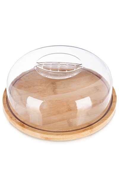 Orion Platou de servire din bambus cu capac, rotund, 26 cm
