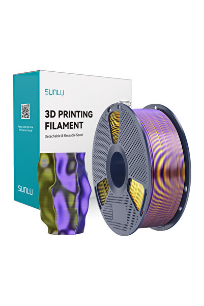 Sunlu Filament PLA+ Silk tricolor (negru, auriu și violet)