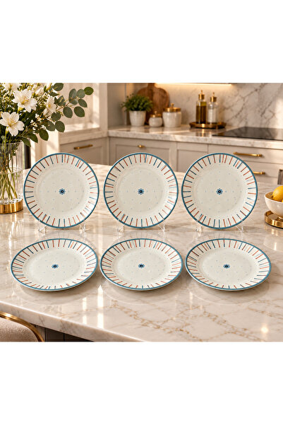 evinbizden Modern Porcelain Spring Pattern 6-Person Cake Plate Set 19 cm Porcelain Cake Plates