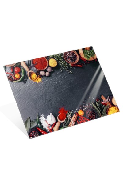 Vilde Tocător de sticlă cu compartimente pentru condimente 40x30 cm