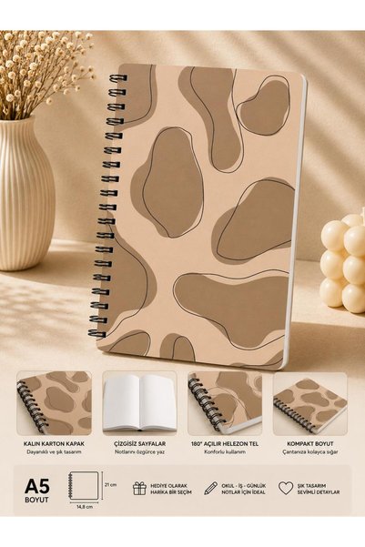 ÖZ KIRTASİYE Kahverengi Desen A5 Çizgisiz Defter