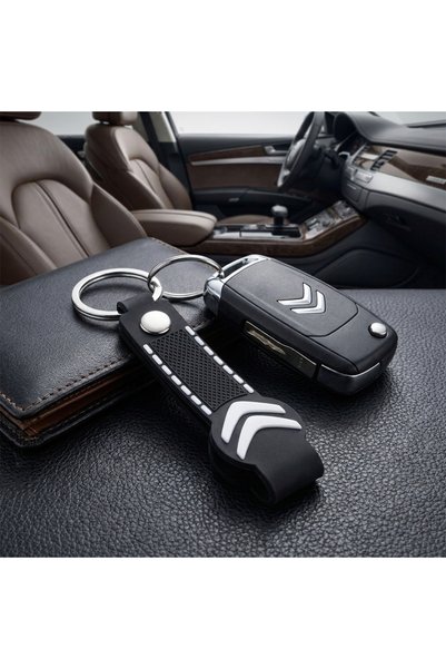 Aksefuar Lazer Premium Rubber Car Keychain Compatible with Citroen Group – St...