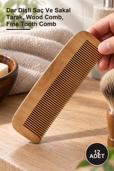Yenilig 12 Pieces Wooden Combs – Narrow Tooth Hair and Beard Comb, Wood Comb,...