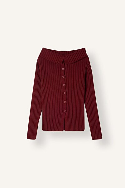 DeFacto Regular Fit Open Shoulder Ribbed Knitwear Basic Cardigan H2159Ax26Au