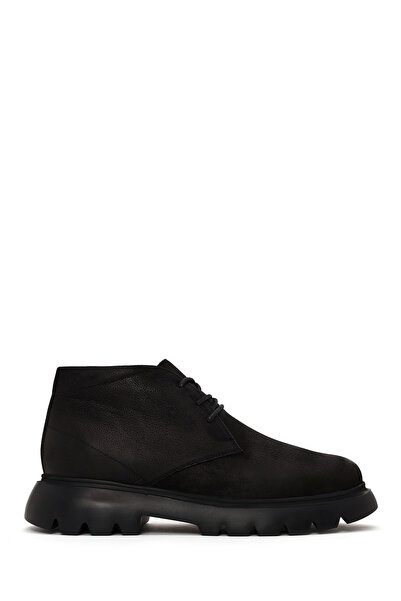 Derimod Men's Black Lace-Up Nubuck Leather Casual Boots Wm620010Dn