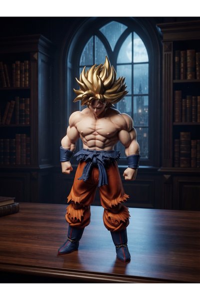 Genel Markalar Dragon Ball Z Super Saiyan Goku Figür Renkli Heykeli, Masaüstü...
